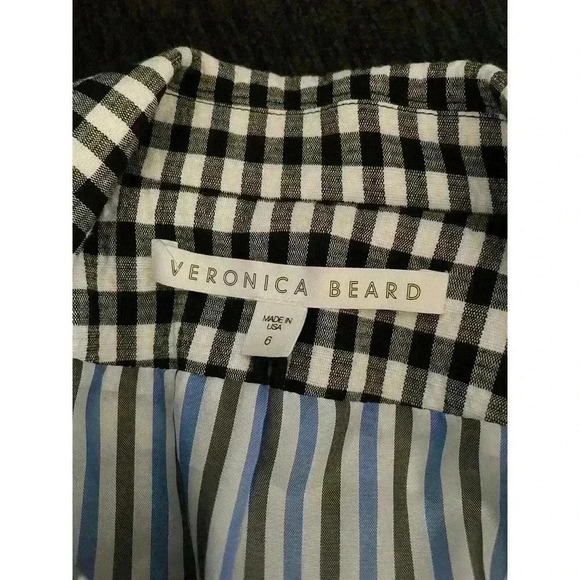 Veronica Beard Dickey Jacket Blazer 6 Caldwell Black White Gingham Check Ruched - Picture 11 of 13
